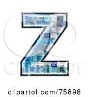 Poster, Art Print Of Blue Tile Symbol Capital Letter Z
