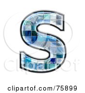 Poster, Art Print Of Blue Tile Symbol Capital Letter S