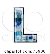 Poster, Art Print Of Blue Tile Symbol Capital Letter L