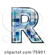 Poster, Art Print Of Blue Tile Symbol Capital Letter R