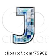 Poster, Art Print Of Blue Tile Symbol Capital Letter J