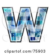 Poster, Art Print Of Blue Tile Symbol Capital Letter W