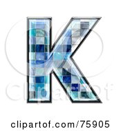 Poster, Art Print Of Blue Tile Symbol Capital Letter K