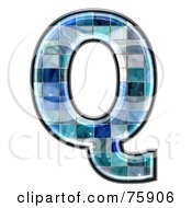 Poster, Art Print Of Blue Tile Symbol Capital Letter Q