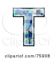 Poster, Art Print Of Blue Tile Symbol Capital Letter T