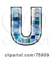 Poster, Art Print Of Blue Tile Symbol Capital Letter U