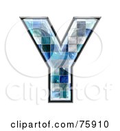 Poster, Art Print Of Blue Tile Symbol Capital Letter Y