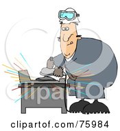Poster, Art Print Of Man Going Cross Eyed While Operating An Angle Grinder To Grind Metal