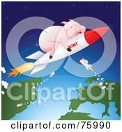 Poster, Art Print Of Pink Pigs Shooting Through Space On H1n1 Rockets
