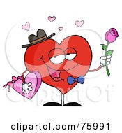 Poster, Art Print Of Gentleman Heart Carrying Chocolates And A Rose