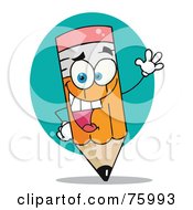 Royalty Free RF Clipart Illustration Of An Energetic Yellow Pencil Guy Waving