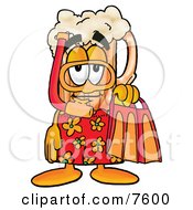 Poster, Art Print Of Beer Mug Mascot Cartoon Character In Orange And Red Snorkel Gear