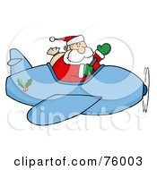 Poster, Art Print Of Waving Kris Kringle Flying His Christmas Plane