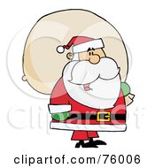 Royalty Free RF Clipart Illustration Of A Joyous Kris Kringle Carrying A Toy Sack
