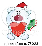 Poster, Art Print Of Sweet Christmas Polar Bear Holding A Heart