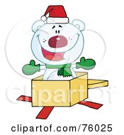 Poster, Art Print Of Christmas Polar Bear Popping Out Of A Gift Box