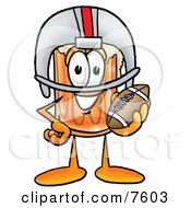 Beer Mug Mascot Cartoon Character In A Helmet Holding A Football