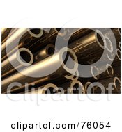 Royalty Free RF Clipart Illustration Of A Background Of 3d Bronze Pipes In A Pile