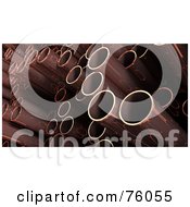 Royalty Free RF Clipart Illustration Of A Background Of 3d Copper Pipes In A Pile
