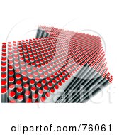 Royalty Free RF Clipart Illustration Of Tiny 3d Red And Chrome Cylinders Forming An Arrow On White Version 2