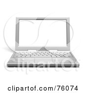 Poster, Art Print Of Rendered 3d Chrome Laptop Computer With A Blank White Screen