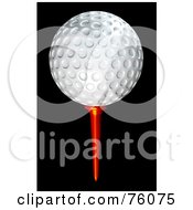 Poster, Art Print Of 3d White Golf Ball On A Red Tee Over Black