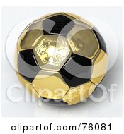 Poster, Art Print Of 3d Golden Reflective And Black Soccer Ball