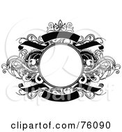 Royalty Free RF Clipart Illustration Of A Decorative Black And White Vintage Styled Frame Text Box Version 1