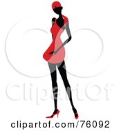 Poster, Art Print Of Sexy Lady In Red Strutting In A Dress - Version 2