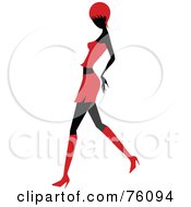 Poster, Art Print Of Sexy Lady In Red Strutting In A Skirt - Version 4