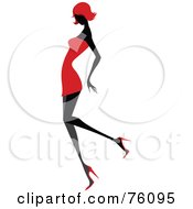 Poster, Art Print Of Sexy Lady In Red Strutting In A Dress - Version 4