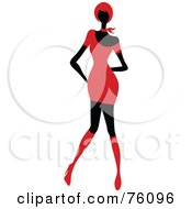 Poster, Art Print Of Sexy Lady In Red Strutting In A Dress - Version 7