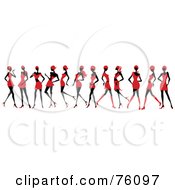 Poster, Art Print Of Line Of Sexy Women Strutting In Red Dresses And Skirts