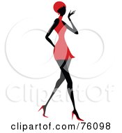 Poster, Art Print Of Sexy Lady In Red Strutting In A Dress - Version 1