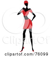 Poster, Art Print Of Sexy Lady In Red Strutting In A Skirt - Version 1