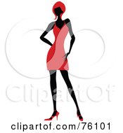 Royalty Free RF Clipart Illustration Of A Sexy Lady In Red Strutting In A Dress Version 8 by OnFocusMedia