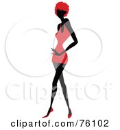 Poster, Art Print Of Sexy Lady In Red Strutting In A Dress - Version 6