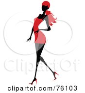 Poster, Art Print Of Sexy Lady In Red Strutting In A Dress - Version 5