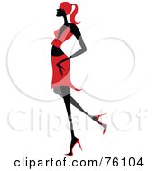 Royalty Free RF Clipart Illustration Of A Sexy Lady In Red Strutting In A Skirt Version 3