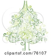 Royalty Free RF Clipart Illustration Of An Ornate Green Swirly Christmas Tree On White by OnFocusMedia #COLLC76107-0049