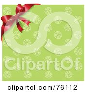 Poster, Art Print Of Retro Green Circle Background With A Red Corner Ribbon And Bow