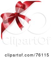 Poster, Art Print Of White Background With A Red Ribbon And Bow Corner