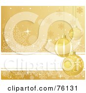 Poster, Art Print Of Sparkly Gold Snowflake Background With A White Text Bar And Christmas Baubles