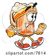 Beer Mug Mascot Cartoon Character Speed Walking Or Jogging