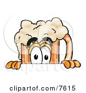 Clipart Picture Of A Beer Mug Mascot Cartoon Character Peeking Over A Surface by Toons4Biz