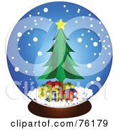 Poster, Art Print Of Christmas Tree And Presents In A Snow Globe