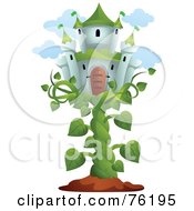 Royalty Free RF Clipart Illustration Of A Castle In The Sky On A Bean Stalk by BNP Design Studio