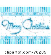 Poster, Art Print Of Blue And White Snowflake Merry Christmas Greeting
