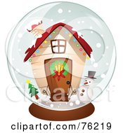 Royalty Free RF Clipart Illustration Of A Christmas House Snow Globe by BNP Design Studio