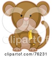 Poster, Art Print Of Cute Baby Monkey Sitting With A Banana
